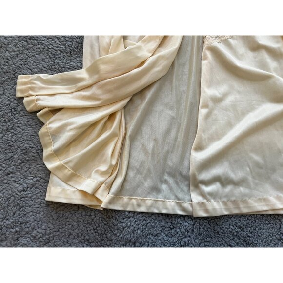Vintage Cream/tan Maxi Robe Peignoir Dressing Gown Nylon/Lace 44" Bust Plus Size - Picture 10 of 14